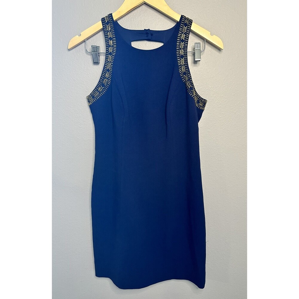 LILLY PULITZER Chrissy Sleeveless Beaded Shift Dress Navy Blue Size 2